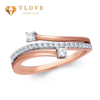 China FASHIONABLE Wholesale Handmade Latest Bypass 925 Sterling Silver Two Tone Ring for sale