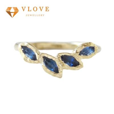 China China Supplier CLASSIC Jewelry Wholesale Petal Sapphire Silver Sterling Silver Ring For Women Engagement for sale