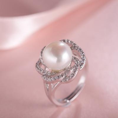 China CLASSIC Rich Multicolored Decorative S925 Pearl Flower Form Ring Mountings Noble Jewelry for sale