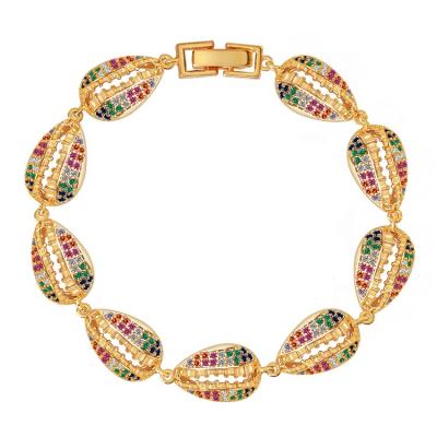 China TRENDY Rainbow Shell Cubic Zirconia Chain, Hip Hop CZ Crystal Diamond Tennis Bracelet, 925 sterling silver14k/18k gold plated jewelry for sale