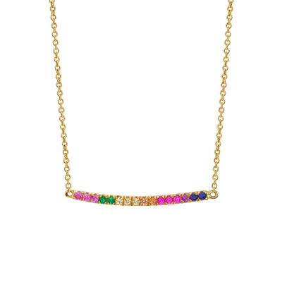 China Romantic Rainbow Rise Necklace, 925 Sterling Silver 14k Gold Plated Women Charm Necklace for sale