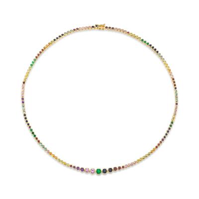 China Romantic Rainbow Riviera Necklace, 925 Sterling Silver 14k Gold Plated Women Charm Necklace for sale