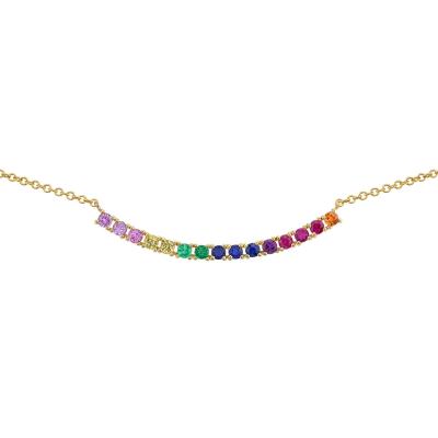 China Romantic Rainbow Mini Tennis Necklace, 925 Sterling Silver 14k CZ Gold Plated Women's Necklace for sale