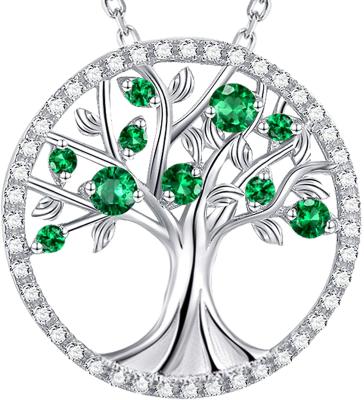 China TRENDY Tree Of Life Round Cycle Pendant Necklace , 925 Sterling Silver Chakra Tree Pendant Jewelry for sale