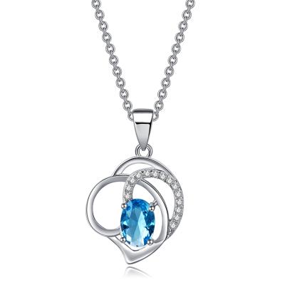 China High Quality Elegant Lady CLASSIC Oval Sapphire 925 Sterling Silver Pendant from VLOVE Jewelry for sale