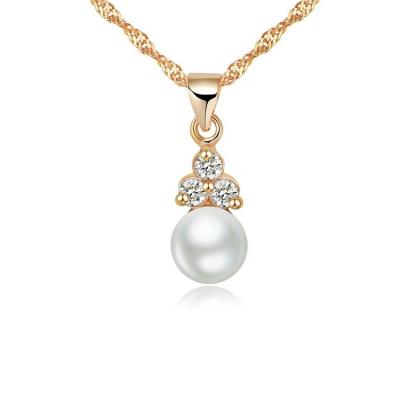 China TRENDY Women Tasty Pearl and CZ Pendent Necklace, Girls Fashion Pearl Drop 925 Sterling Silver 14k/18k Plated Necklace for sale