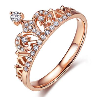 China Hot Selling VLOVE Lady Princess Crown Wedding Rings 18k Gold Zircon CLASSIC Elegant Jewelry Wholesale Model for sale