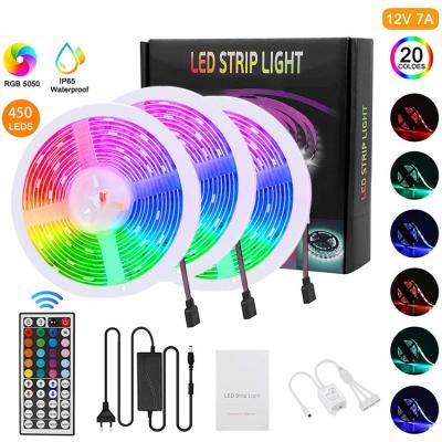 China 5m HOME WIFI 10m Music 5050 RGB LED Strip Light Kit 24 Keys Ribbon Remote Waterproof Flexible Led Strip Waterproof for sale