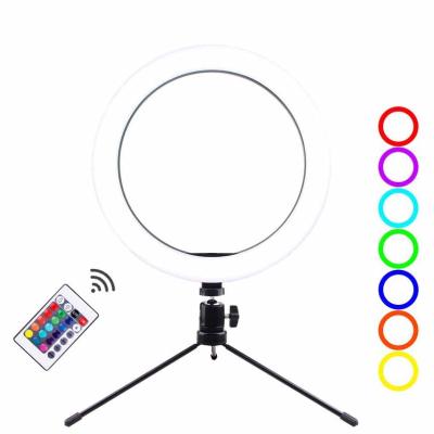 China New Arrival ABS 10 Inch RGB Ring Light USB Selfie Camera Phone Color Portable Instant Led Photographic Desk For iPhone Smartphones for sale