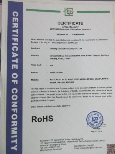 RoHS - Zhejiang Carspa new energy Co.,Ltd