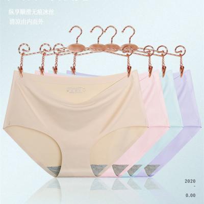 China Antibacterial Seamless Ice Silk Panties Mid Waist Women Comfort Briefs Underwear for sale