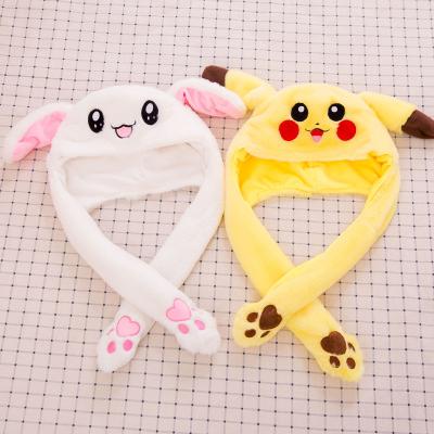 China Korea Cute Funny Hats Lovely Bunny Hat Air Pumping Moving Ears Winter Rabbit Ear Kids Baby Popular COMMON Furry Soft Plush Hats for sale