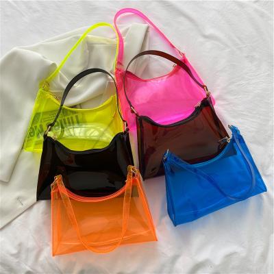 China High Quality 2022 Women Summer New Fashion Style Small Handbags One-Shoulder Armpit Armpit Bags Transparent Wholesale PVC Transparent Korean Handbag for sale