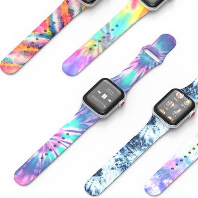 China Slim Silicone Smart Watch Band 38mm 40mm Watch Strap Unique Design Durable Unique Design Link Dye Colors Printing Personality For Apple Watch for sale