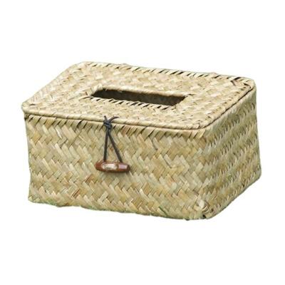 China New Custom Wholesale New Rectangular Eco-friendly Straw Handmade Foldable Tissue Box for sale