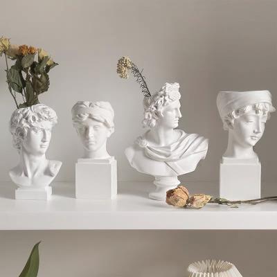 China Minimalist Resin Open Bucket David Resin Vases Greek David Pen Holder Makeup Brush Storage Statue Sculpture Plaster for sale