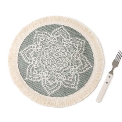 China Viable Hawaiian Style Around Fringed Table Mats And Coasters Placemats Are Recyclable Lace Print for sale