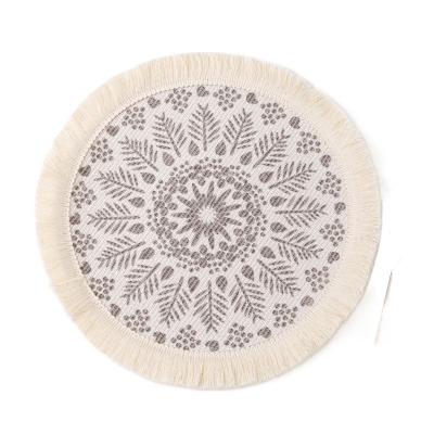 China Sustainable Decorative Place Mats Fringed Lace Digital Print Boho Dinner Place Mats For Restaurant And Cafe for sale