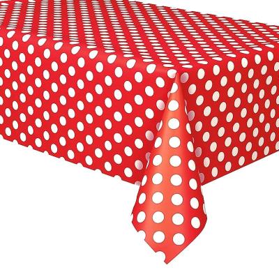 China 2022 Party Table Cover Waterproof Hot Selling PE Printed Red Tablecloth Sequin Table Covers for sale