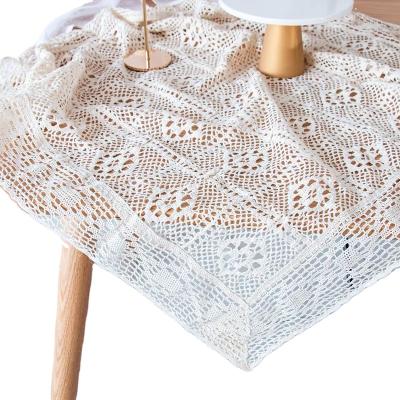 China Europe hand crochet vintage lace design tablecloth geometric cotton tablecloth party linen tablecloth for sale