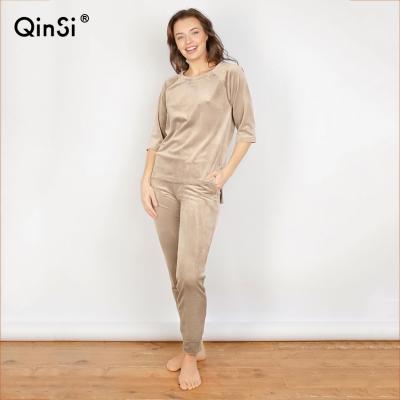 China QINSI Women's Winter Breathable Flannel Pajamas Set Coral Velvet Female Fall Homewear Warm Women's Fleece Pajamas Sleepwear Home Clothing for sale