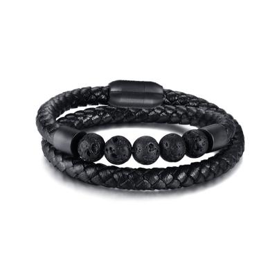 China CLASSIC factory direct wholesale vintage black pearl bracelets with fashion leather bracelet bracelets for sale