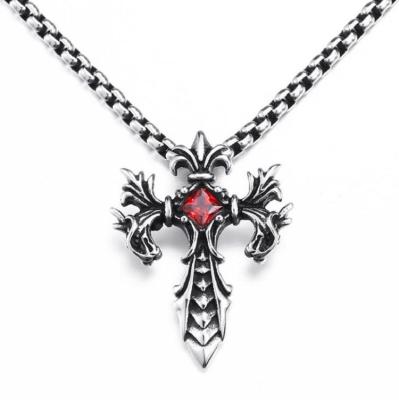 China Crucifix Pendant Men's Jewelry Fashion Popular Popular Cross Stainless Steel Necklace Graduation Gift for sale