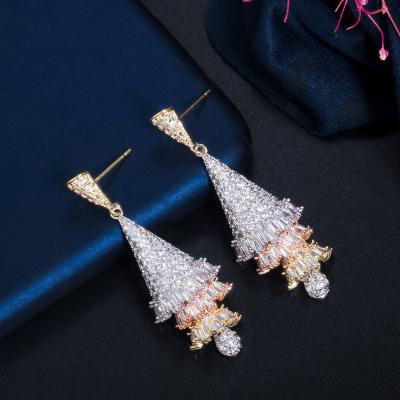 China New S925 Sterling Silver 18K Gold Fashion Gold TRENDY Jewelry Crystal Zircon Drop Earrings Hoop Earrings For Women for sale