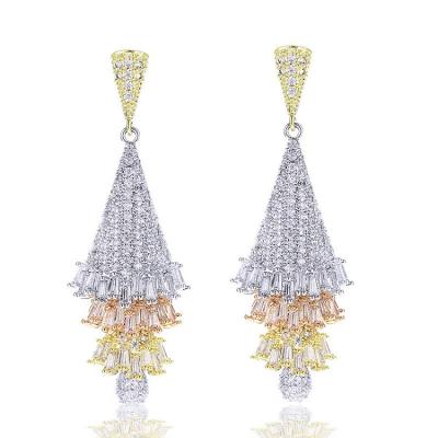 China Trendy Luxury Banquet Earrings Stainless Steel Rhinestone Tassel Earrings Jewelry Women Long Sparkle for sale