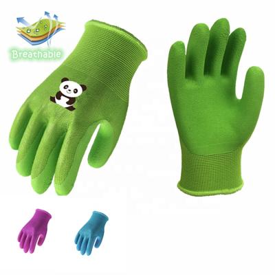 China Gardening Full Finger Scratch Resistant Childrens Nylon Nitrile Safety Gloves for sale