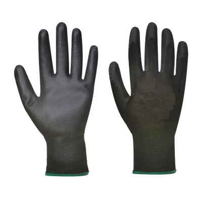 China Protection Gray Pu Coated Flexible Palm Dipped Polyester Work Gloves for sale