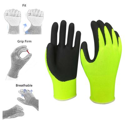 China Palm Dipped Micro-Foam Nitrile Palm Coated Handle Work Gardening Gloves For Women/Men Garden Gloves for sale