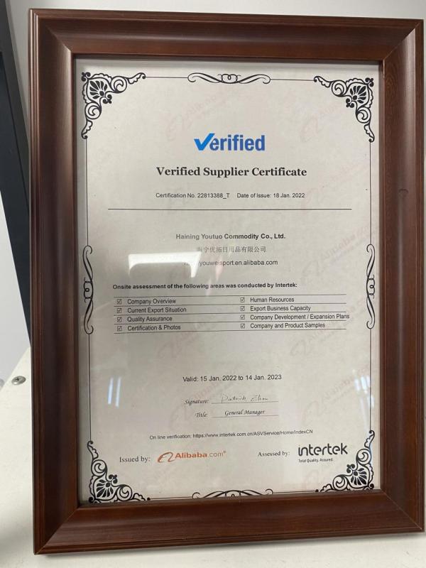 Verified Supplier Certificate - Haining Youtuo Commodity Co.,Ltd.