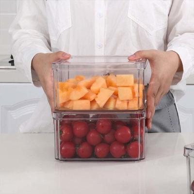 China Clear Fresh Storage Stackable Plastic Fridge Organizer With Cover for sale