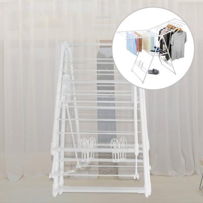 China Detachable Stainless Steel Foldable Clothes Drying Rack With Wheels for sale