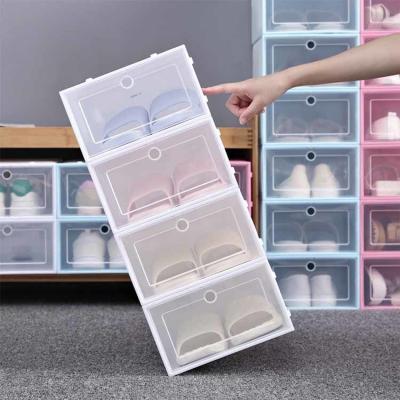 China Folding PP Plastic Collapsible Shoe Box Durable Transparent Thickened Eco Friendly for sale