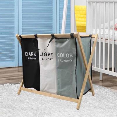 China Thickened Foldable Laundry Hamper Organizer , Durable Bamboo Frame Laundry Basket for sale