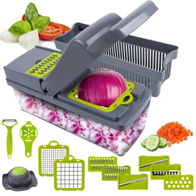 China 14 In 1 Multifunctional Vegetable Chopper With 8 Stainless Steel Blade for sale