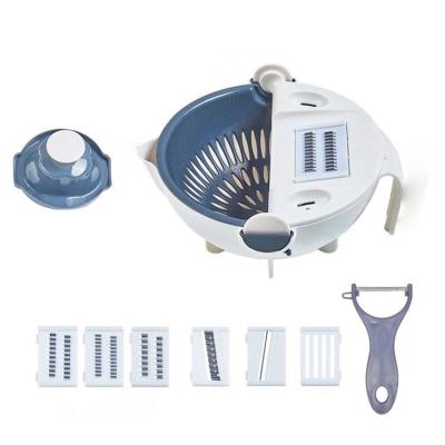 China 9 In 1 Manual Rotate Vegetable Chopper Cutter With Drain Basket for sale