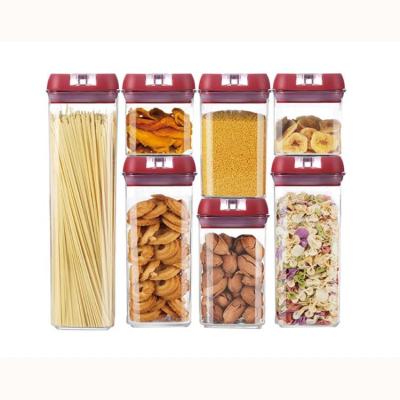 China Airtight 7 Pieces Plastic Cereal Containers With Easy Lock Lids Transparent for sale