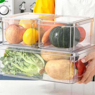 China 4 Pcs Stackable Plastic Clear Fridge Organizer Set Kitchen Food Storage for sale