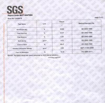 中国 Coated Grade Porous Prills Ammonium Nitrate CAS 6484-52-2 Medical Chemicals 販売のため