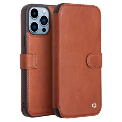 China QIALINO Shockproof Magnetic Buckle Phone Leather Case With Card Slot Protective Phone Case For iPhone for sale