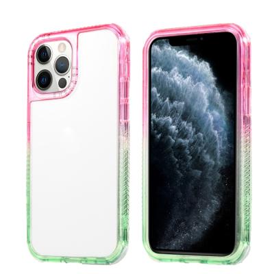 China Shockproof Transparent Phone Case Contrast Color Phone Case Gradient PC Protective Case For iPhone for sale