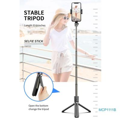 China Best Selling L08 Aluminum Alloy Adjustable Remote Gimbal Stabilize BT Self Timer Pole Wireless Tripod Selfie Stick for sale