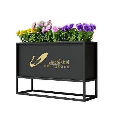 China Fashion Minimalist Custom Simple Flowerbed Style Floor Street Municipal Sales Department Pedestrian Logo Iron Box Outdoor Flower Groove for sale