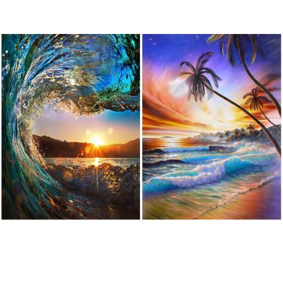 China Waterproof+ECO-Friendly DIY Full Circle Diamond Seaside Scenery 5D Handmade High Quality Diamond Painting for sale