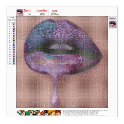 China Waterproof+ECO-Friendly Colored Lips Shapes Colorful Art 5d Diamond Painting for sale