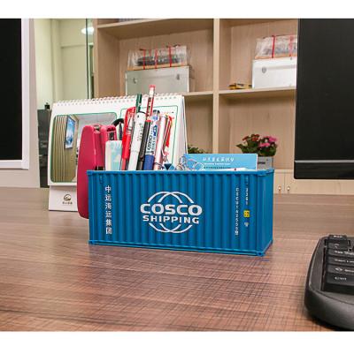 China House. Desk. School Logistics Cargo Company Business Gifts Ladder Door Desk Organizer Pen Namecard Holder Shipping Container Openable Model for sale