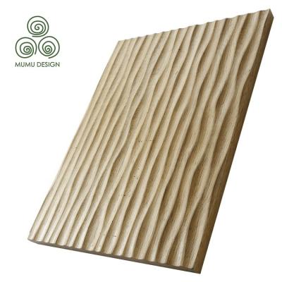 China MUMU Sound Insulation Design Luxury 3D Slat Internal Feature Veneer Modern Wooden Wall Wainscoting Decorative Wood Panels for sale